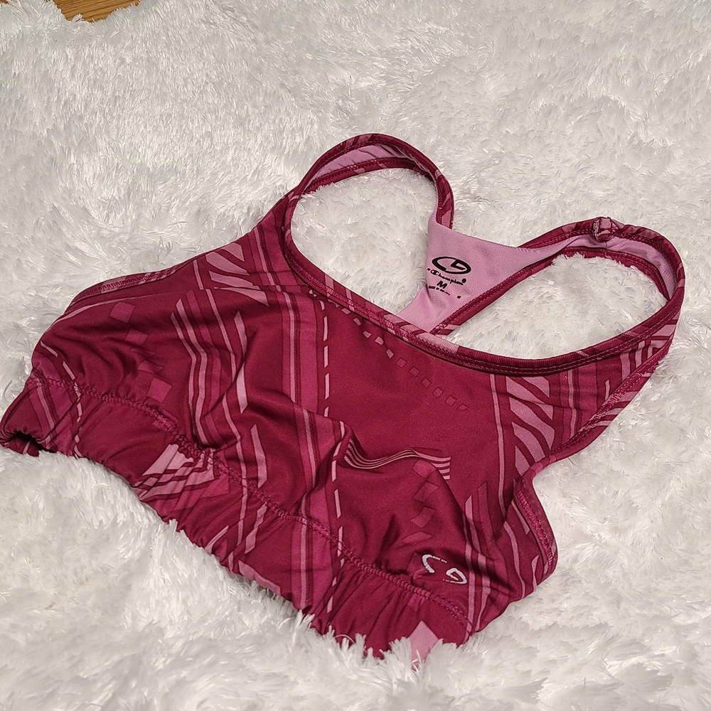 Medium red patterned champion sports bra